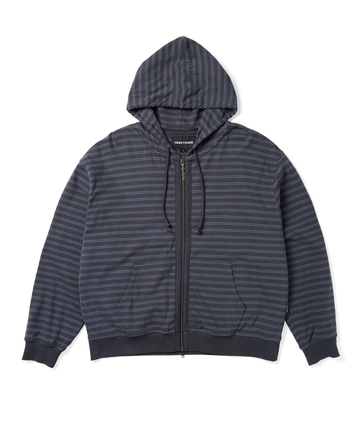 예스아이씨(YESEYESEE) Y.E.S Stripe Single Zip-up Hoodie Charcoal