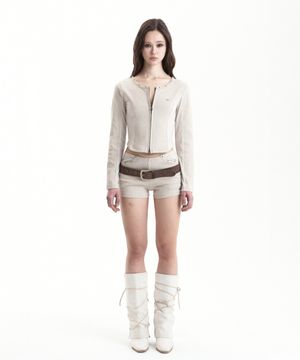 STUDDED TRIM SHORTS BEIGE