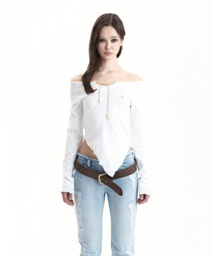 WAVY BOATNECK LONG SLEEVE WHITE