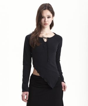 WAVY BOATNECK LONG SLEEVE BLACK