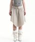 EYELET UNBALANCED CUTTING SKIRT BEIGE