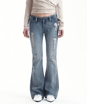 ROUGH DISTRESSED DENIM PANTS VINTAGE BLUE