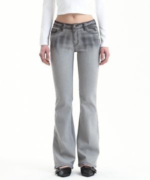 BRUSH PAINTING DENIM PANTS LIGHT GRAY