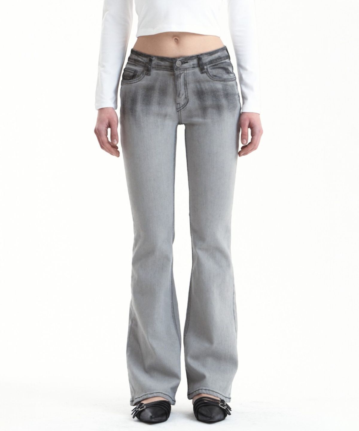 시너진(SYNERJYN) BRUSH PAINTING DENIM PANTS LIGHT GRAY