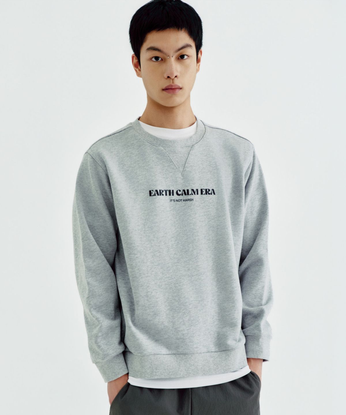 얼스캄에라(EARTH CALM ERA) 내추럴 데일리 스웨트셔츠_멜란지 그레이