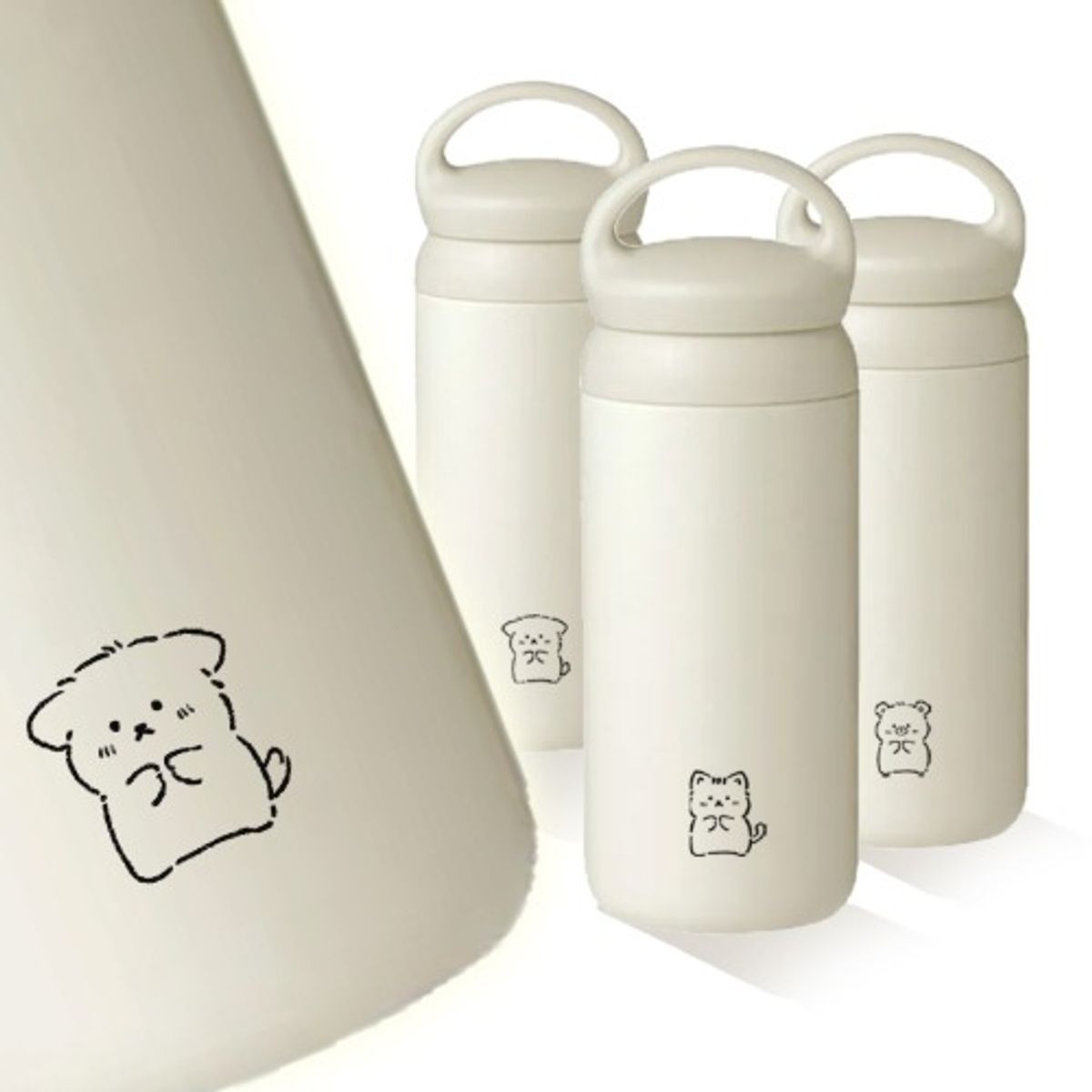 이레케이스앤굿즈(IRECASEGOODS) 몽글 동물 디자인 핸들텀블러 보온 보냉 500ml 휴대용