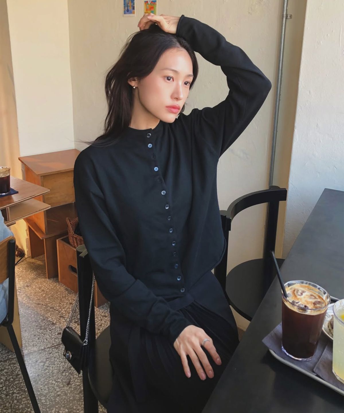 시스에이(SIS A) 발렌타인 하프 하이넥 가디건 [black]