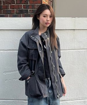 워시드 오버 코튼 필드 자켓 [charcoal]