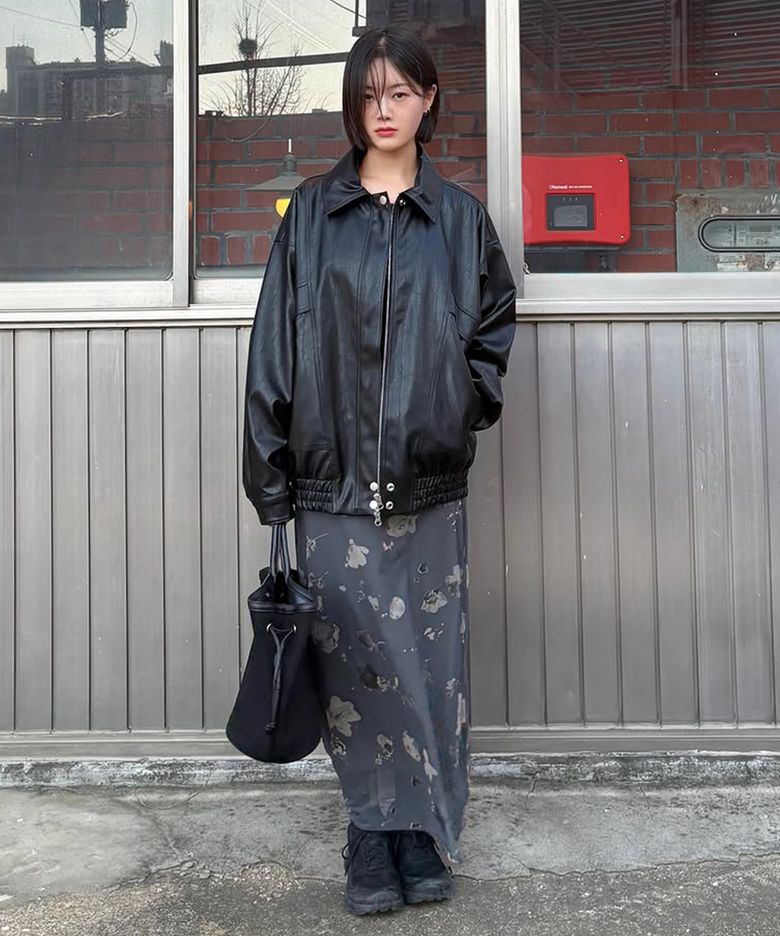 오버사이즈 스피릿 레더 자켓 [black]