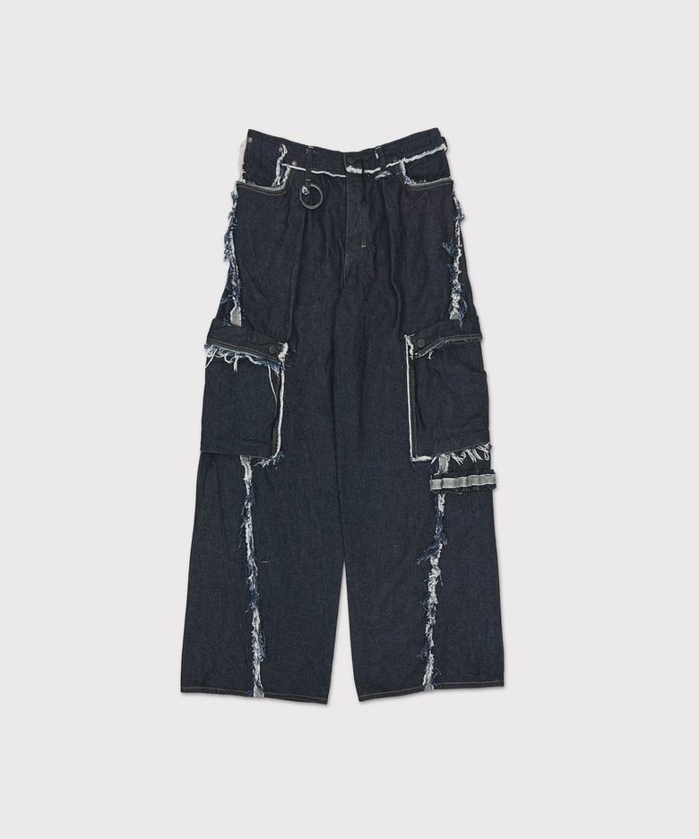 Slash Seam Twist Cargo Jeans(KOJIMA) - INDIGO