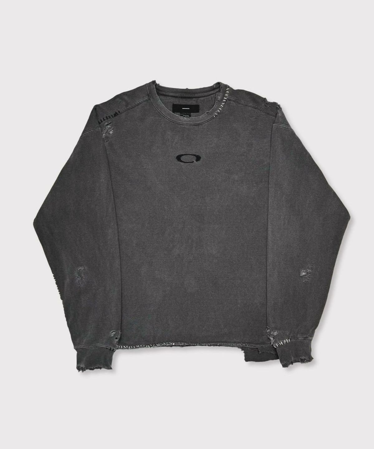 마이너스(MINUS) Inactive Crew Sweat With Repaired - AGED BLACK