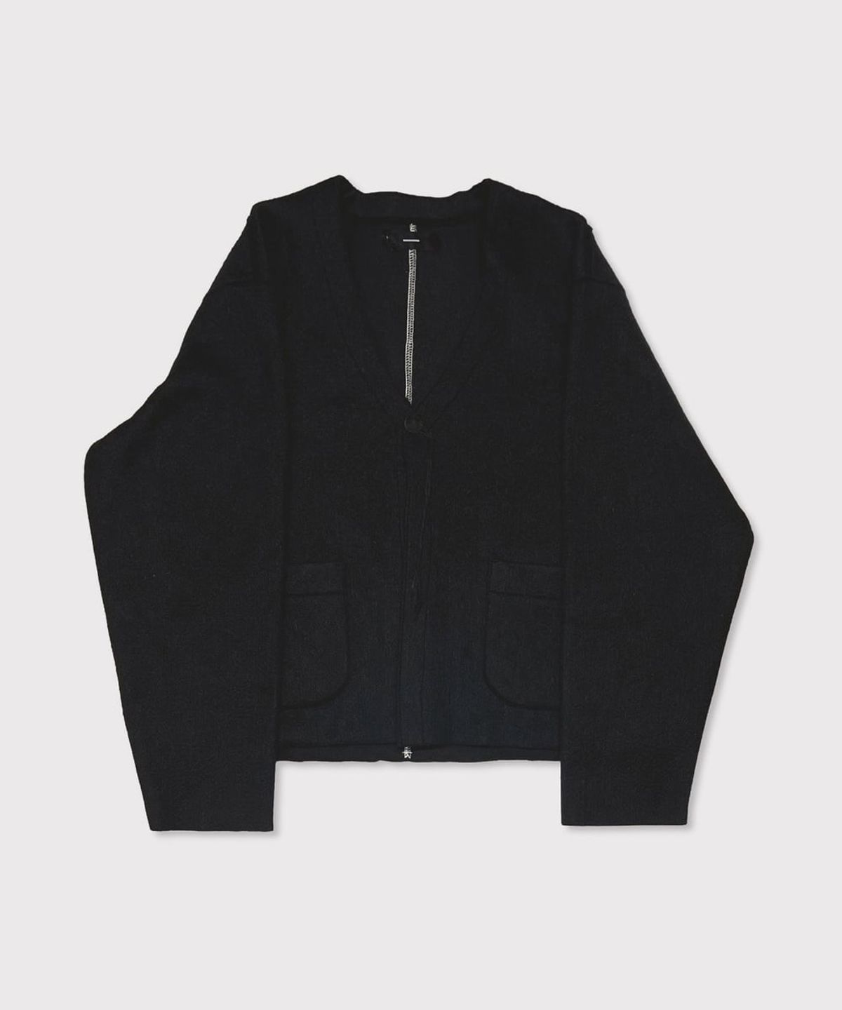 마이너스(MINUS) Cut Off 1B Cardigan(NEEDLE SHAGGY MOHAIR) - BLACK