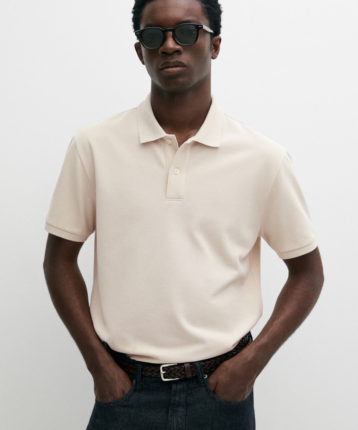 마시모두띠(MASSIMO DUTTI) 마이크로 텍스처드 코튼 피케 폴로 셔츠