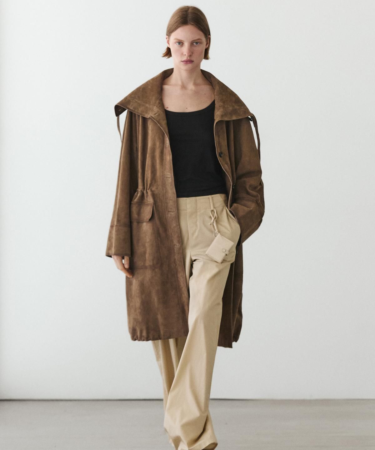 마시모두띠(MASSIMO DUTTI) 스웨이드 하이넥 파카