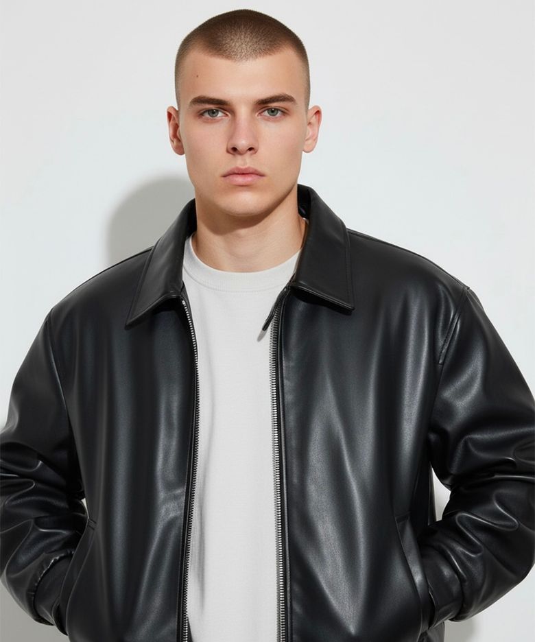 Urban Gloss Leather Blouson Jacket (Black)