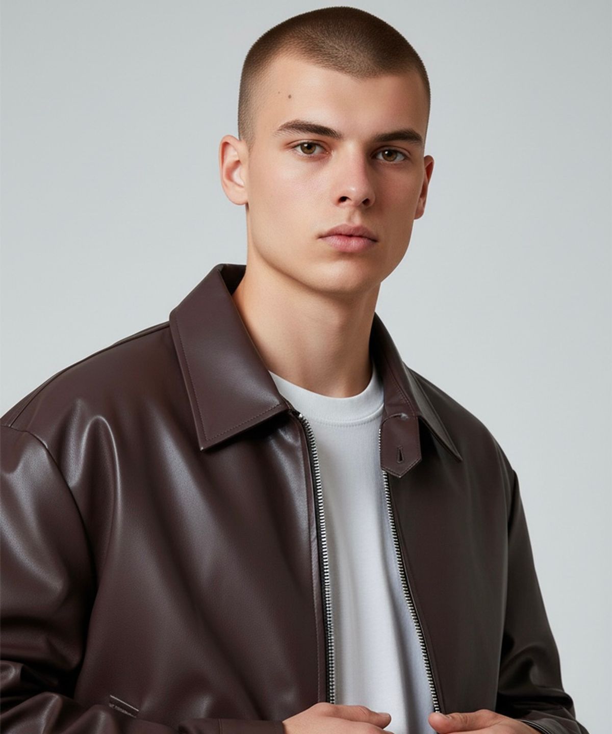 본슬리피(BORN SLIPPY) Urban Gloss Leather Blouson Jacket (Brown)