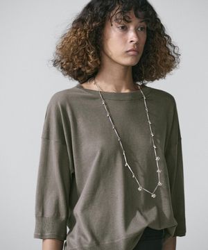 코튼 블렌드 니트 반팔 스웨터