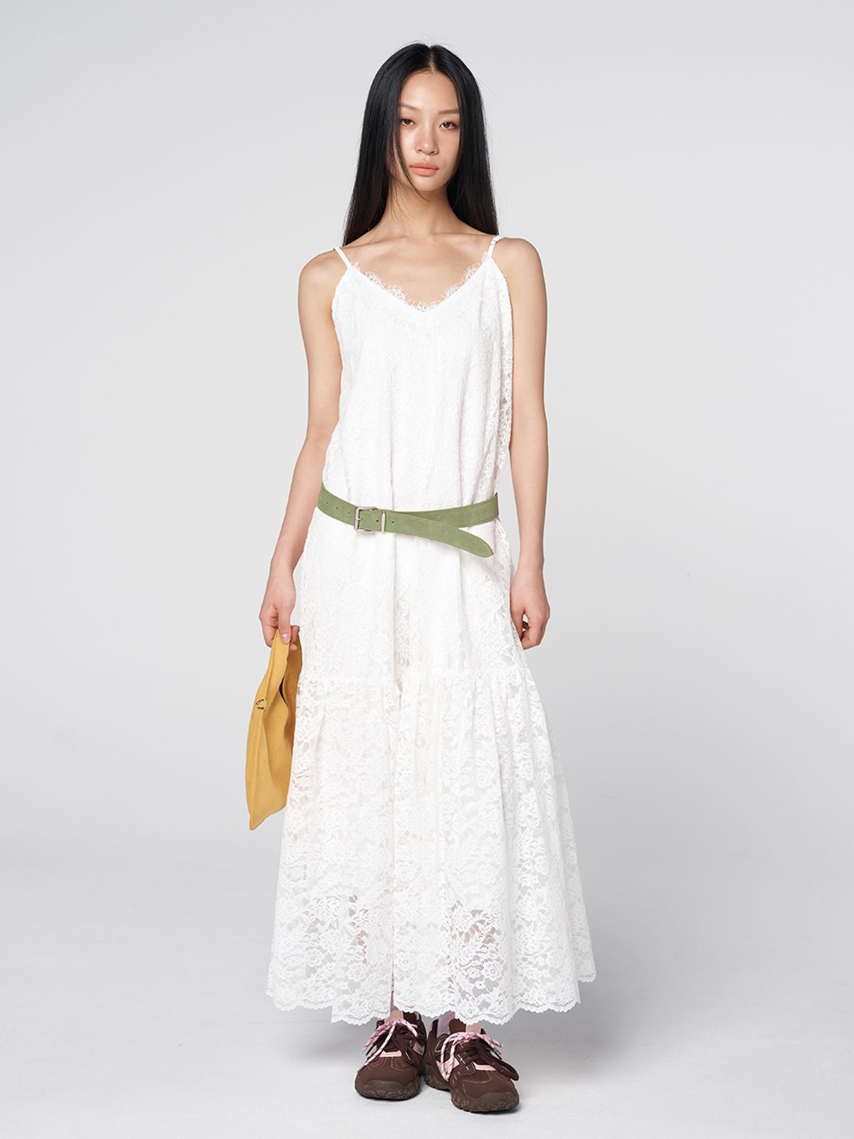 320쇼룸(320SHOWROOM) Sheer Lace Slip Dress White