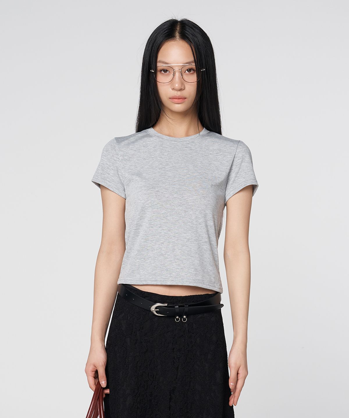 320쇼룸(320SHOWROOM) Daily Essential Back-Label Point T-Shirt Gray