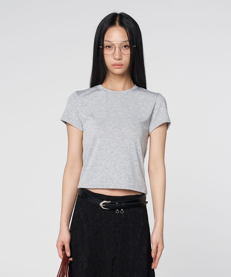 Daily Essential Back-Label Point T-Shirt Gray