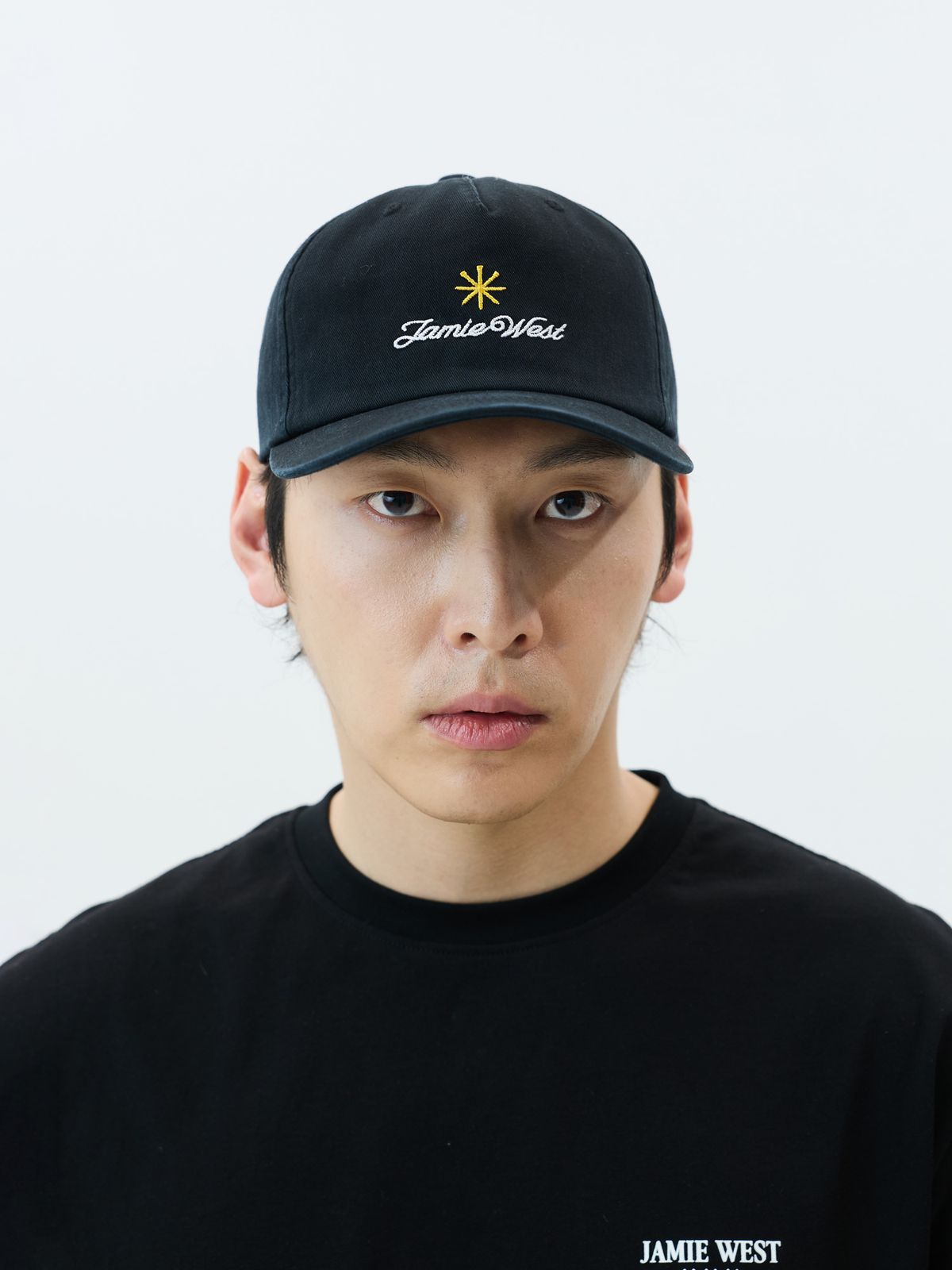 제이미웨스트(JAMIE WEST) 티 로고 심볼 워시드 볼캡 (블랙)