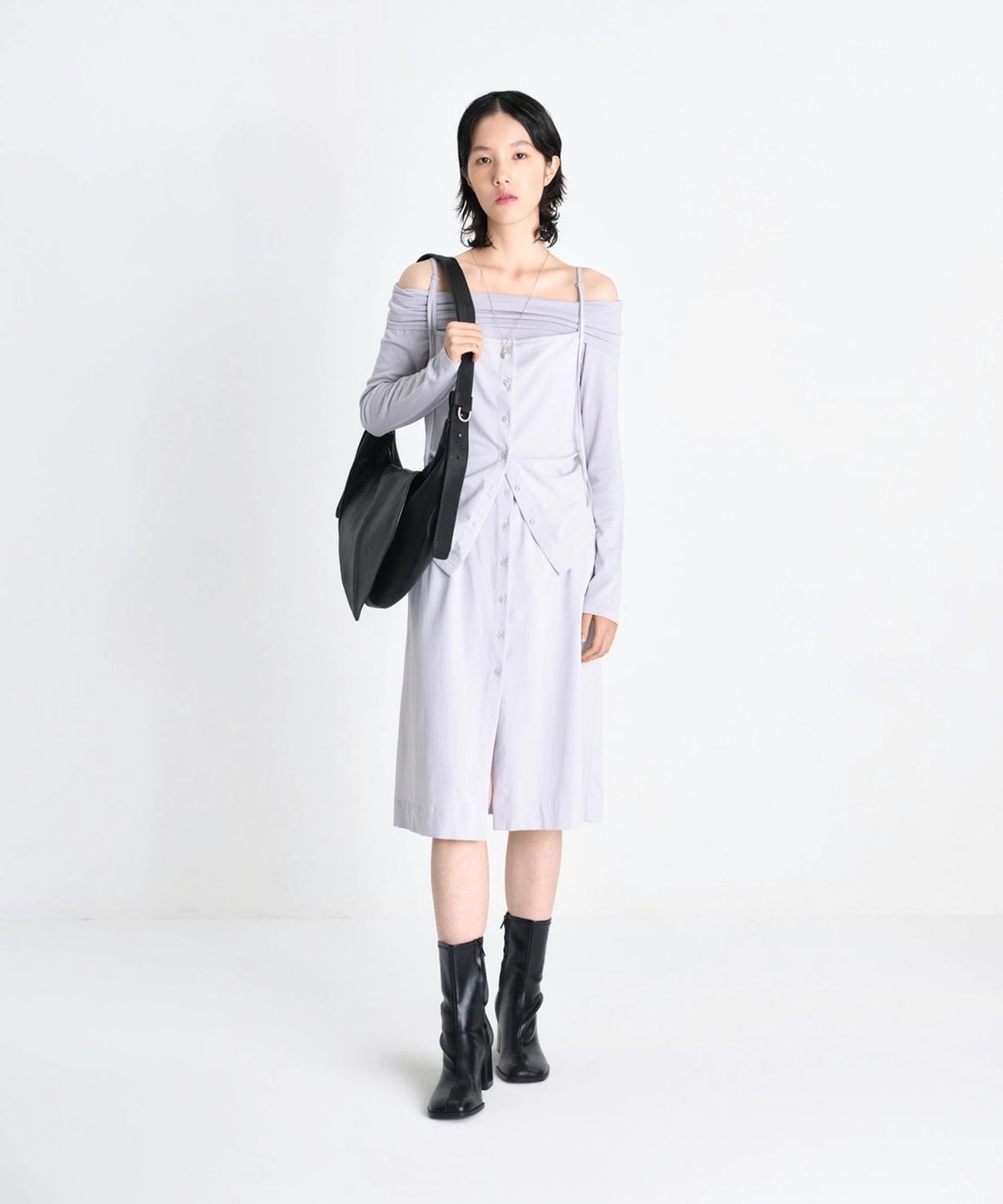 라벨아카이브(LABELARCHIVE) W Talia soft veiled jersey dress lilac veil