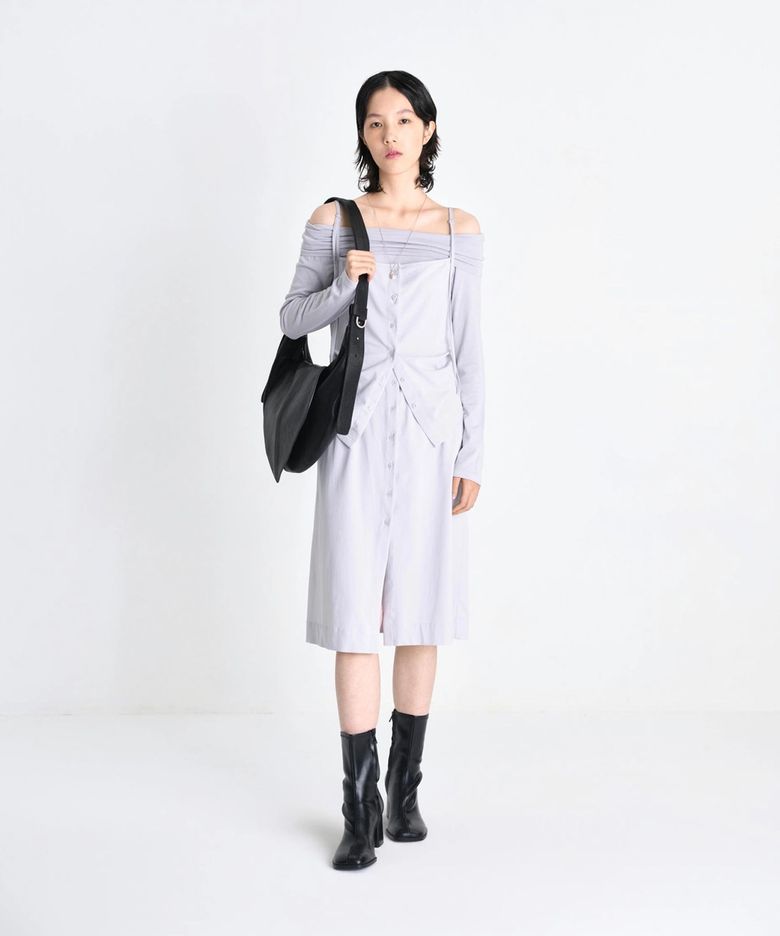 W Talia soft veiled jersey dress lilac veil