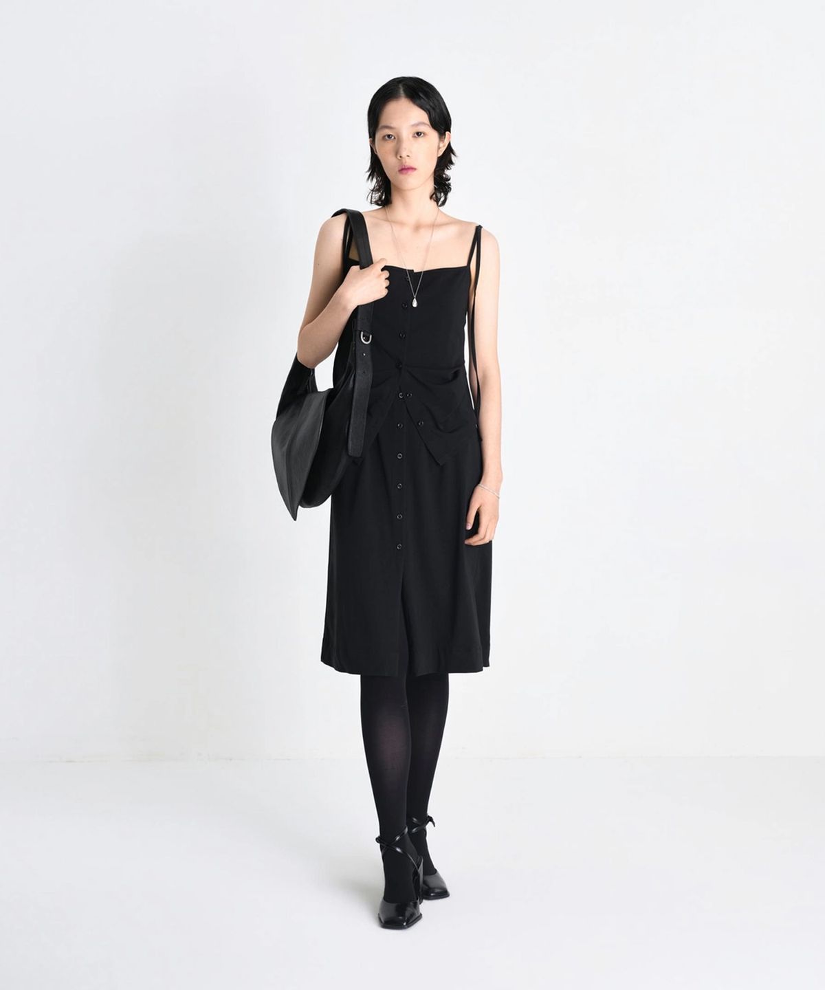 라벨아카이브(LABELARCHIVE) W Talia soft veiled jersey dress black