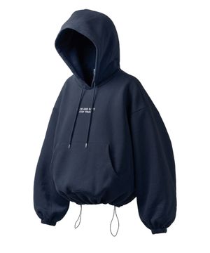 스몰 슬로우 앤드 소프트 스트링 오버핏 후드 - 네이비