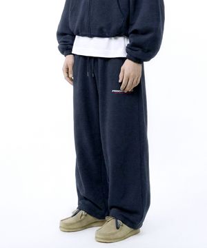 스몰 스포츠 스트링 원턱 와이드 팬츠 - 네이비