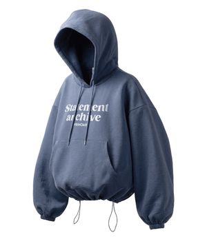 스테이트먼트 스트링 오버핏 후드 - 블루그레이