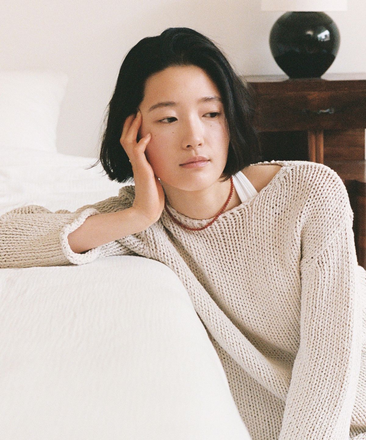 코도(KODO) Bead Collar Necklace(Rust Red)