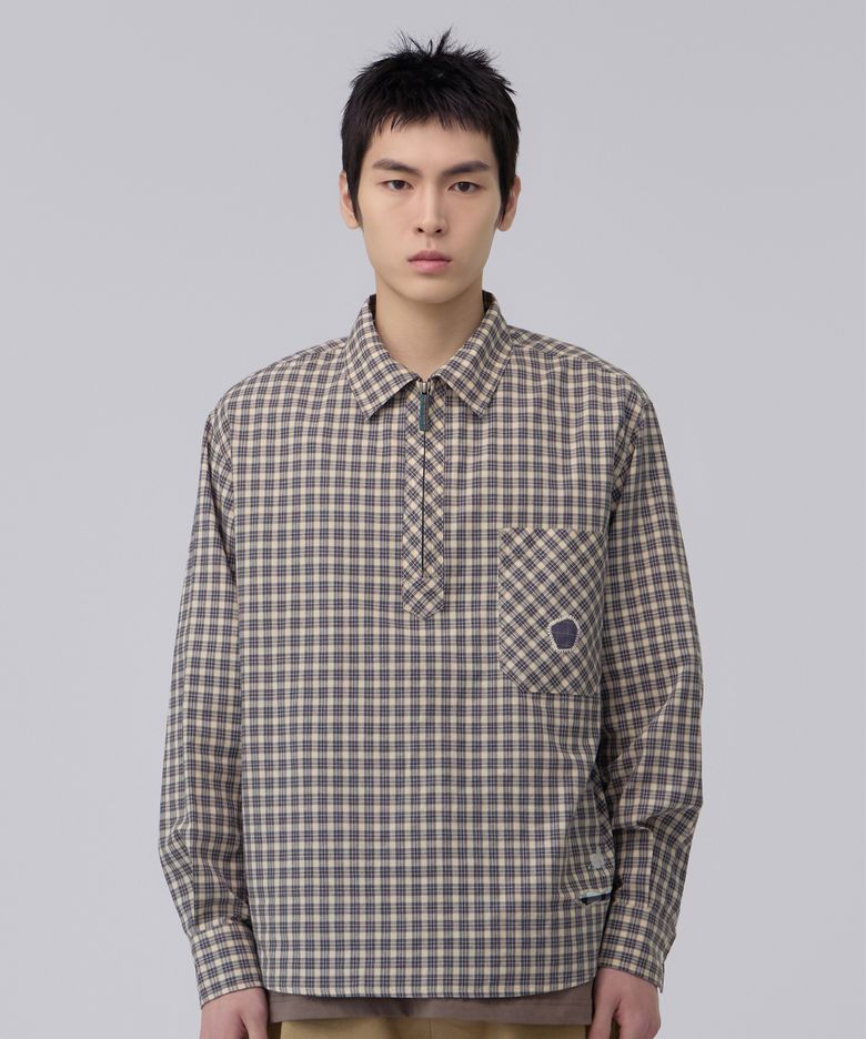 Field Repair Check Shirt_Beige&Green
