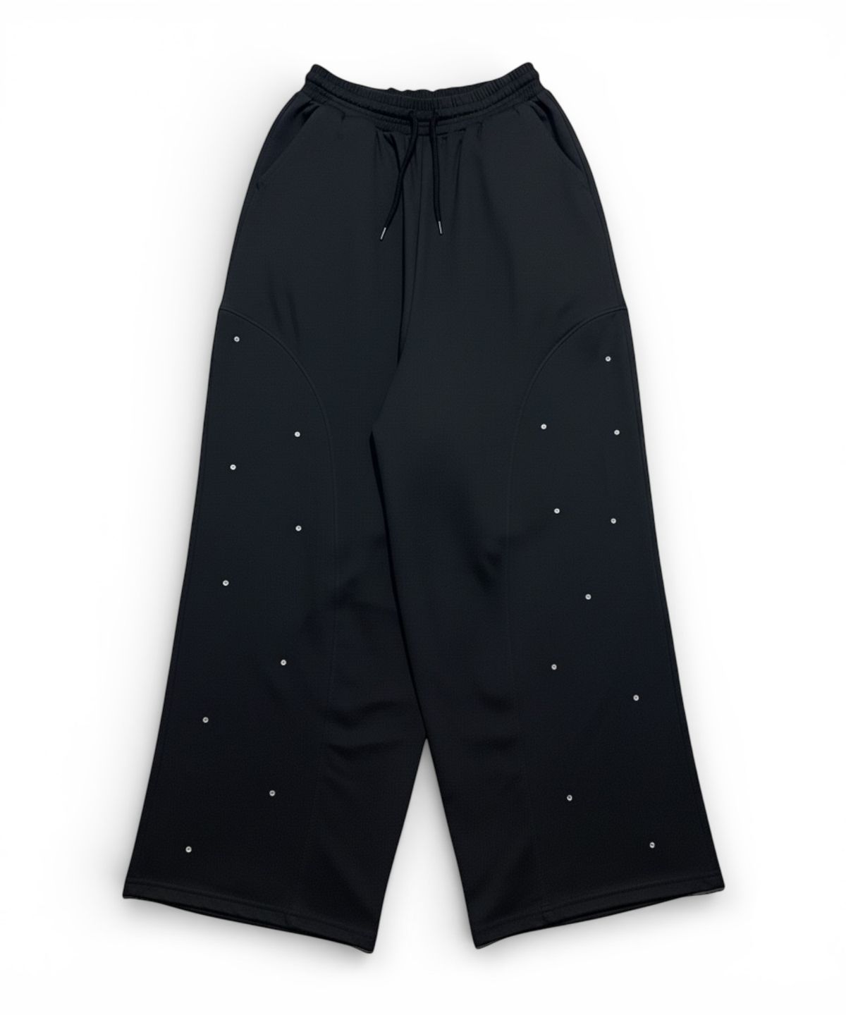 본슬리피(BORN SLIPPY) Crystal Stud Curve Wide Pants (Black)