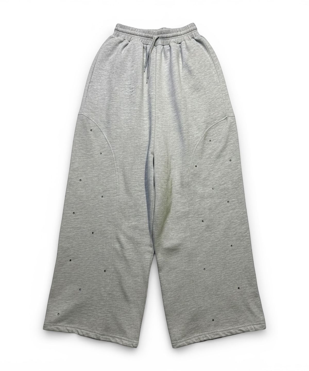본슬리피(BORN SLIPPY) Crystal Stud Curve Wide Pants (Melange Gray)