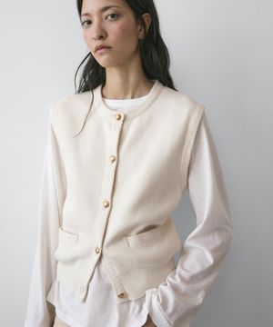 포켓 디테일 코튼 니트 베스트