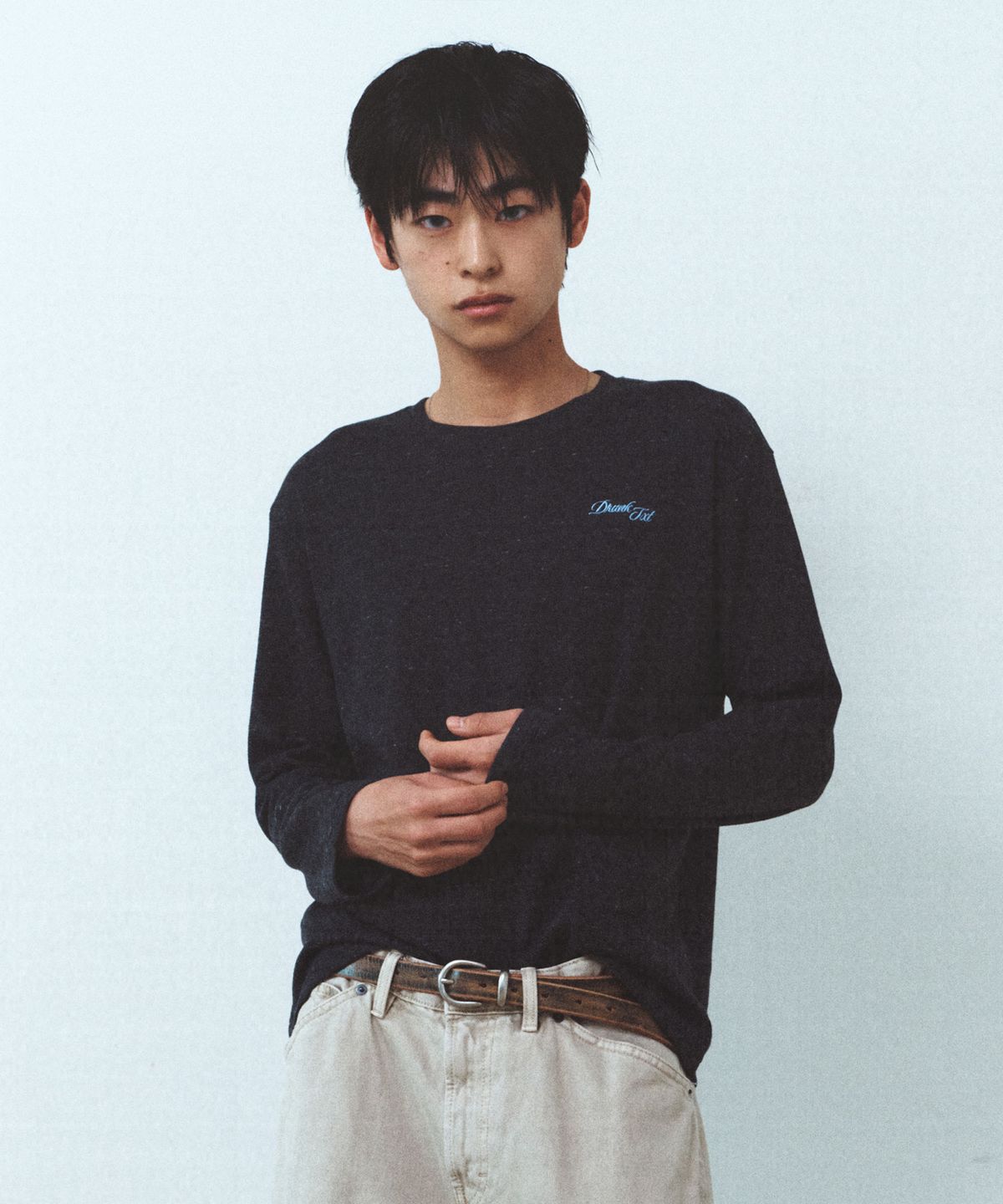 드렁크텍스트(DRUNKTXT) Waffle Long Sleeve Charcoal