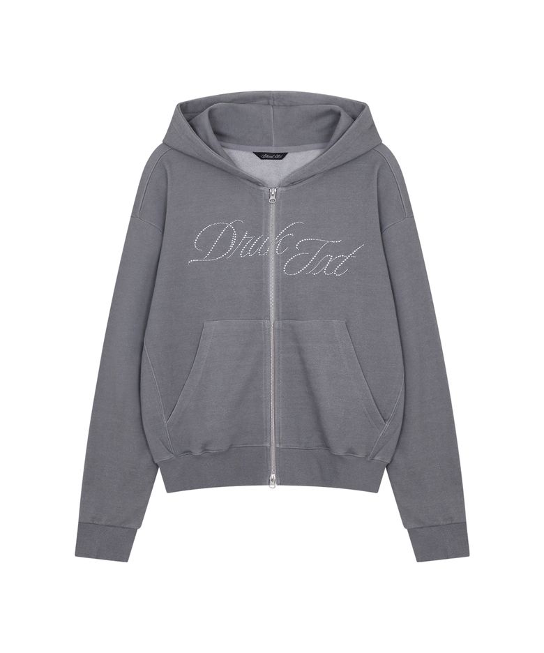 Hotfix Pigment Zip-Up Hoodie Gray
