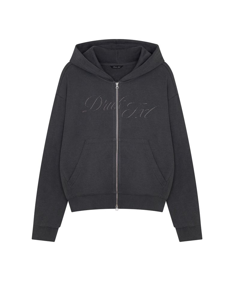 Hotfix Pigment Zip-Up Hoodie Charcoal