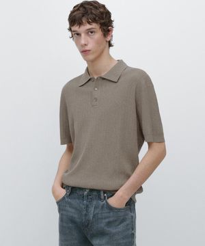 코튼 니트 폴로 스웨터