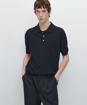 코튼 니트 폴로 스웨터