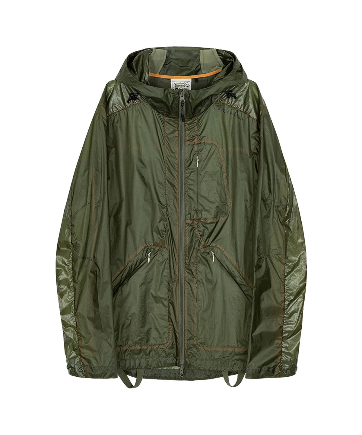 썸웨어 아웃사이드 하이킹 컴퍼니(SOMEWHERE OUTSIDE HIKING COMPANY) 트란스루센트 바운디드 심 윈드브레이커_KHAKI