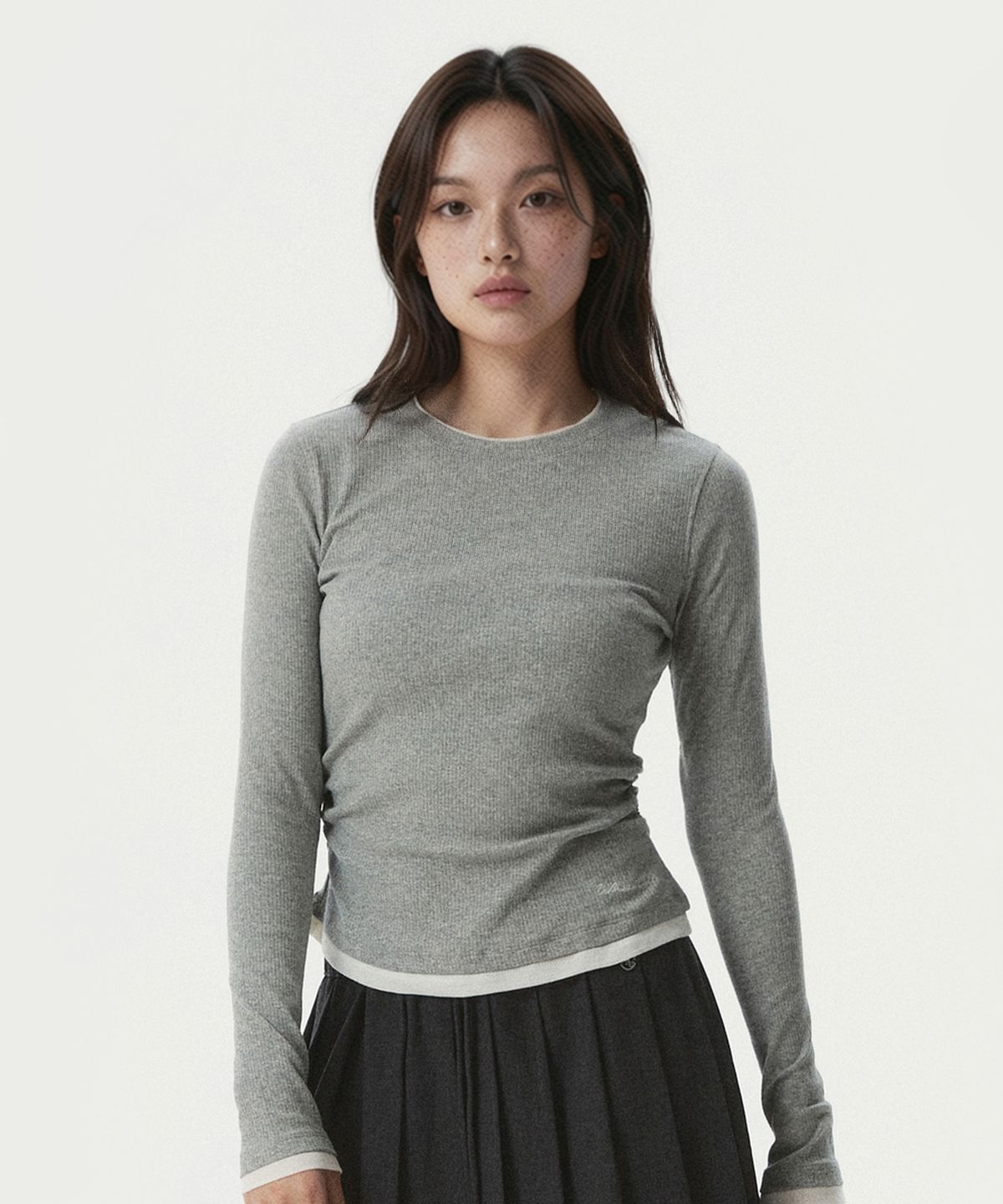후아유(WHO.A.U) Layered shirring T-Shirt / WHLAG2387F