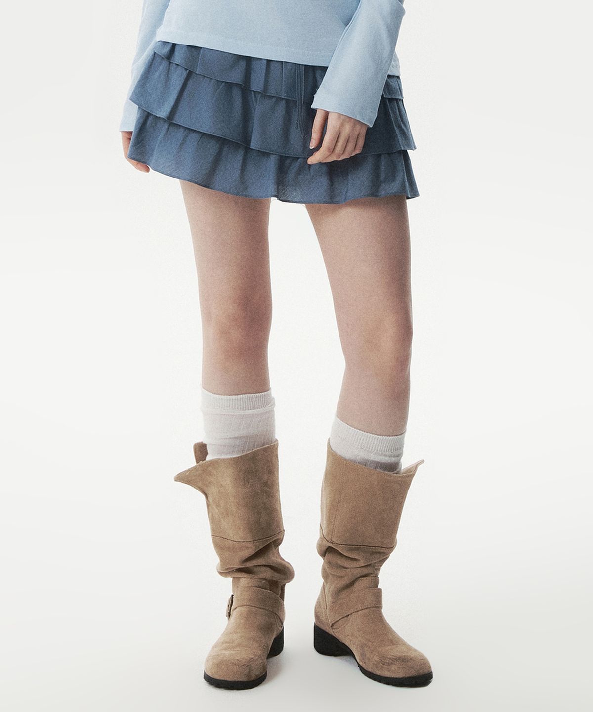 후아유(WHO.A.U) Shambray Wrap Skirt / WHWHG2483F