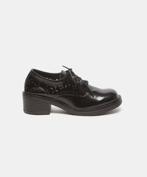 Flower lace-up loafer(black)_DG1DS26009BLK