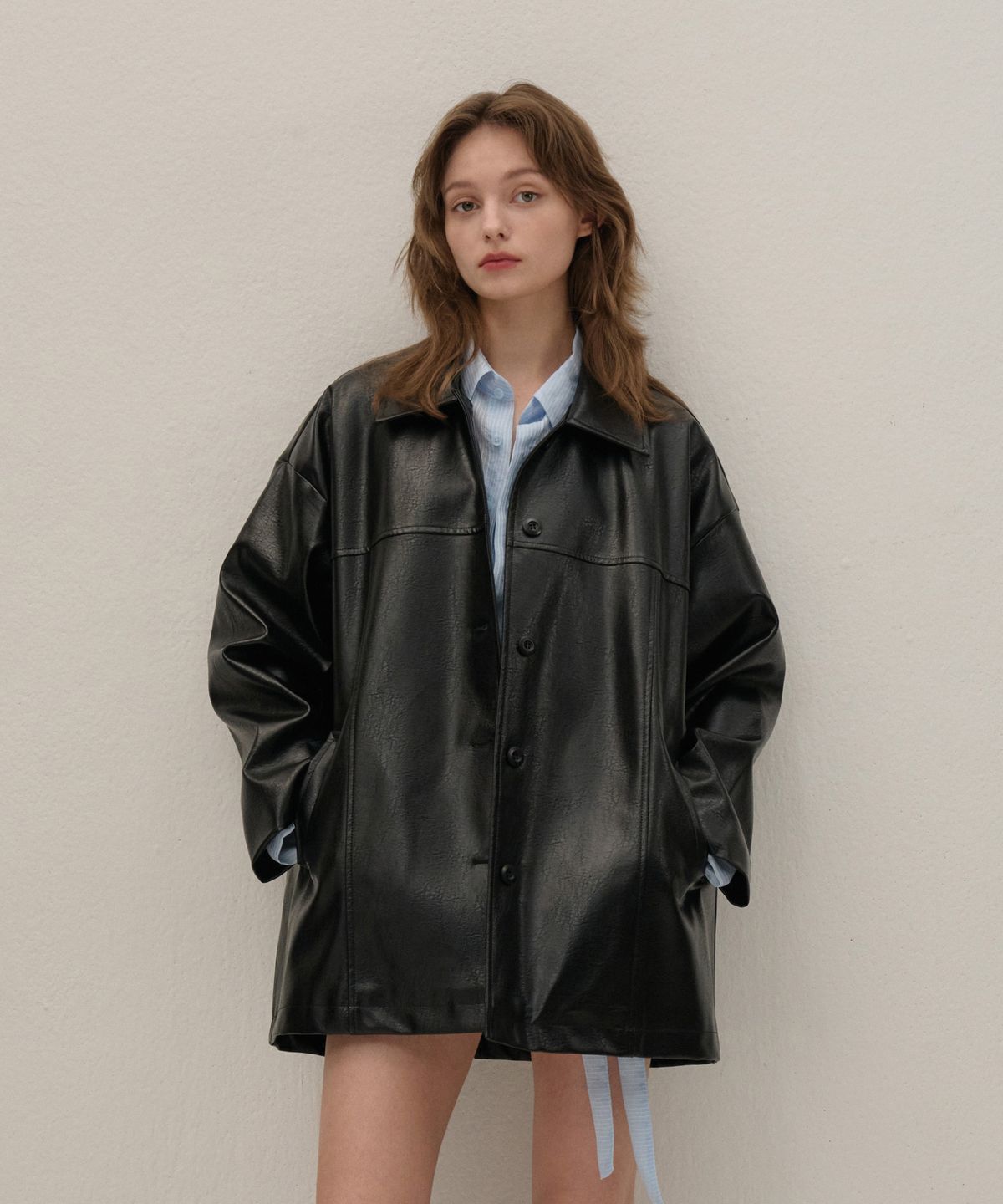 카미노(CAMINO) 하프 레더 자켓 블랙