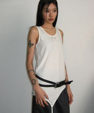 스터드 언발란스 스트랩 소프트 나시 레이어드 슬리브리스_3COLOR