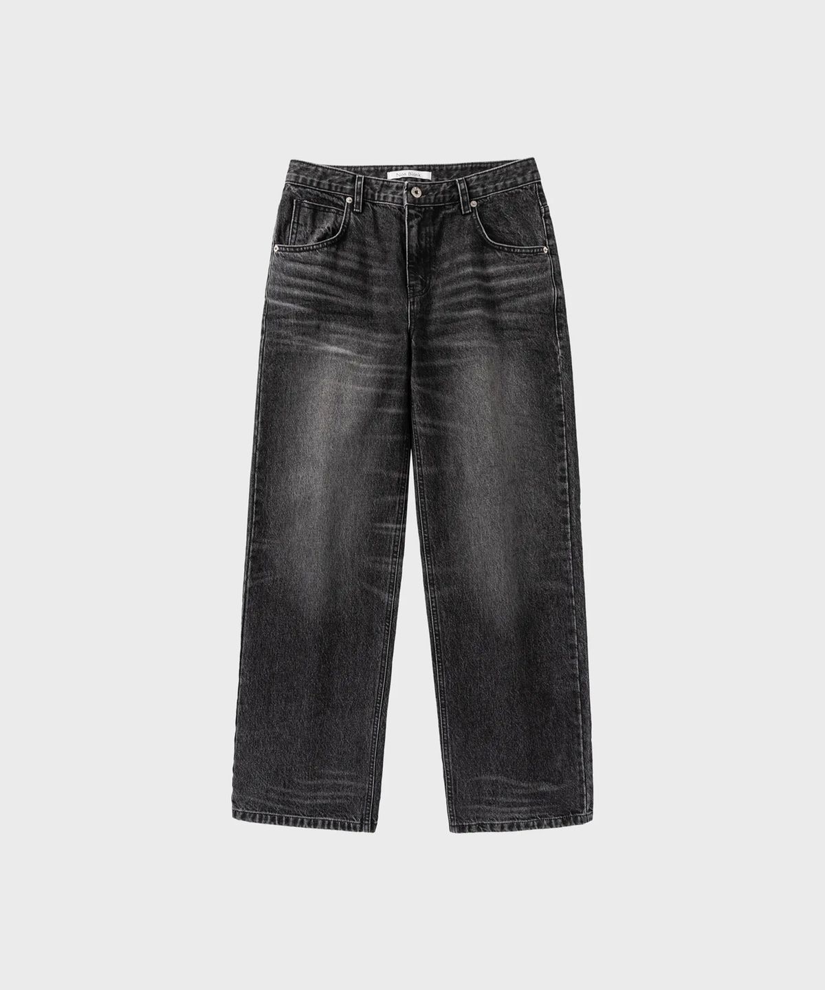 넌블랭크(NONBLANK) 엠보시드 루즈 스트레이트 데님 팬츠_WASHED BLACK