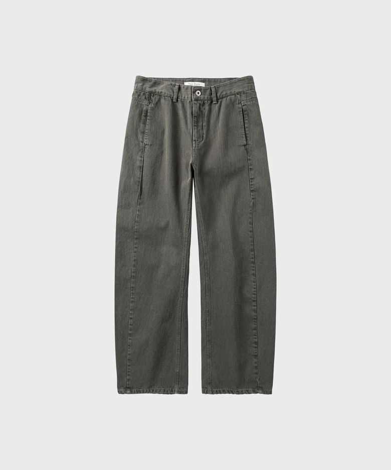 가먼트 다잉 커브드 데님 팬츠_KHAKI