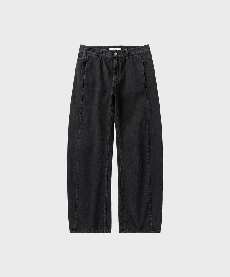 가먼트 다잉 커브드 데님 팬츠_DARK GREY